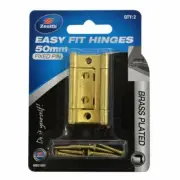 Zenith 50 x 40 x 1.2mm Brass Plated Fixed Pin Easy Fit Hinge - 2 Pack
