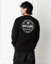 [Rip Curl] Rip Curl Men's Stapler Crew Sweatshirt in Black Size 2XL 2XL Black