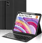 Xiaomi Redmi Pad Pro 12.1 inch 2024 Keyboard Case - Xiaomi POCO Pad 12.1 2024 Keyboard Case, Detachable Bluetooth Keyboard with Pencil Holder Case for Xiaomi POCO Pad / Redmi Pad Pro 12.1'', Black
