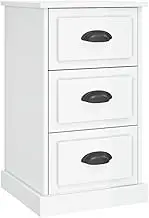 vidaXL Bedside Cabinet in High Gloss White - 3-Drawer Side Table Made from Engineered Wood, 39x39x67 cm Size