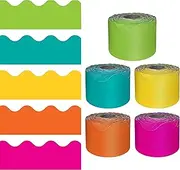 Carson Dellosa 5 Rolls of 325 Ft Scalloped Bulletin Board Borders, Orange, Yellow, Lime Green, Hot Pink, Teal Classroom Borders for Bulletin Board & Classroom Décor, 65 Ft Per Bulletin Board Trim Roll