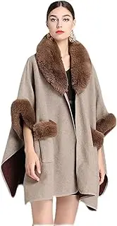 [LUCEAE] Wheelchair Clothing Winter Poncho Cape Coat, Women Knitted Cloak Poncho, Fashion Oversize Cardigans (Size : B)