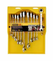 Stanley RATCHETING COMBINATION WRENCH SET AF & Metric Spanners, 12pcs *USA Brand