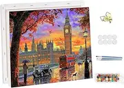 NEWENMO DIY Big Ben Paint by Numbers for Adults with Frame,Beautiful Scene of London Paint by Numbers,Oil Painting Kit,Arts and Crafts Kit Acrylic Pigment Drawing Paintwork for Home Decor 30x40cm