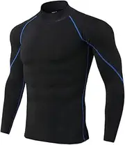 [Abigprofit] Thermal Underwear for Men High Collar Thermo Shirt Quick Dry Compressed Underwear Blue Sew XXXL