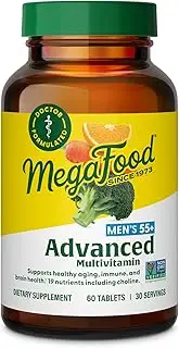 MegaFood - Men's 55+ Advanced Multivitamin - Brain Health, Immune Support - For Men Over 55 - Non-GMO, Vegetarian, Gluten-Free - 60 Tablets