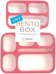 kinsho Stainless Steel Bento Lunch Boxes (Pink Large + MINI, 2)