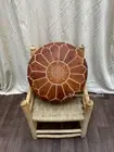 Vintage Unstuffed Wonderful Leather Boho Footstool Pouf Brown