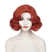 Short Copper Red Wigs for Women 1920s 20s 30s Curly Synthetic Auburn Bob Vintage Wig Carnival Cosplay Costume Wig