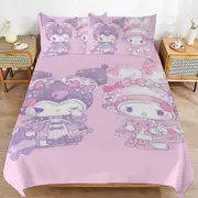 a1331 Kuromi & My Melody Duvet Cover Set, 3 Piece Bedding Set 86x70" Double Sided Printing Decorative Comforter Cover Set (1 Duvet Cover + 2 Pillow Sh