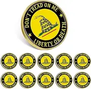 [YYDSPin] 6/12/50/100 Pcs Gadsden Don't Tread On Me Liberty or Death Flag Pins Bulk -1” Metal Round Yellow Snake Lapel Pins Badge Souvenir For men women Hat Bag Travel Gifts
