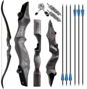 60" Hunting Recurve Bow 30-50lbs Wooden Takedown Bow Archery Grey