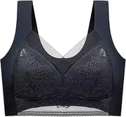 SHWING Push Up Lace Bra - Back Support Lace Correcting Bra - Push-Up Lace Bra with Wide Straps Seamless Correction Full Coverage Bra Black