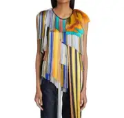Dries Van Notten Women’s Asymmetric Tiered Fringe Top Size 40 or U.S. Small NWT