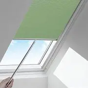 Manual Cellular Shades Cordless Honeycomb Blinds Full Blackout Fabric Window Shades for Skylight（Green） W(120~140) cm×H(140~160) cm