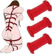 Sex Restraints Shibari Bondage Set -BDSM Restraint Set for Sex Toys for Couple Women Bondaged Kit Adult Toy Shibari Rope Kit Soft Cotton Ropes 32 Feet/10m, 3 Pack (Red-01)