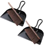 4 Pcs Dustpan and Brush Set Heavy Duty Metal Dust Pan Cleaning Brush Set Hand...