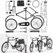 2025 New 51 Pcs DIY Retro Bicycle Model Ornament For Kids, Creative 1:10 Simulation Mini Bicycle Model Scale Kit With Inflator and Briefcase, Finger Bike Models Toys For Desktop Decoration Ornament