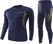 [EXEKE] SDY Men's Thermal Underwear Set Fleece Lined Long Johns Athletic Base Layer Top & Bottom