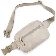 Belt Bag for Women PU Leather Fanny Pack Crossbody Waist Bags 2-Cloud Grey