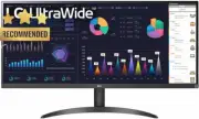 34" Ultrawide Full HD Monitor, IPS, HDR400, 1ms, FreeSync, HDMI & DP, Black