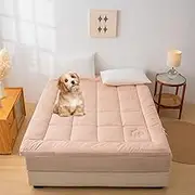 Mattress Topper Queen Size for Back Pain Thick Mattress Pad Soft Cotton Filled Mattress Pad for Twin Full Queen King Size Bed Soft Quilted Mattress Topper Tatami Mats,Pink,150*200cm/59*79in
