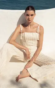[Andres Otalora] Quedate Embroidered Linen Top