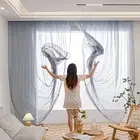 Window Dark Grey Sheer Curtains 95 Inches Length 2 Panels Voile Light