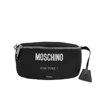 在飛比找ETMall東森購物網優惠-Moschino 品牌印字白logo帆布斜背/腰包(黑)