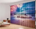 Blue Purple Rock Sea 3D Curtain Blockout Photo Printing Curtains Drape Fabric