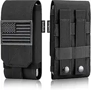 [IronSeals] Tactical MOLLE Pouch, Large Heavy Duty Tatical Molle Loop Belt Pouch Cellphone Holster with Flag Patch for iPhone XSmax/XR/XS/X/8P/8/7, Samsung Note9/8/5, Galaxy S9+/S9/S8+/S8/S7 and Other