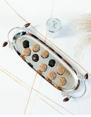 費靈家居印度進口手工現代美式長條銀色金屬托盤 裝飾果盤點心盤