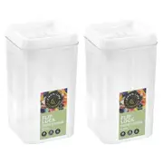 2x Lemon & Lime Flip Lock 2.45L/23cm Food Storer/Storage Square Container Clear
