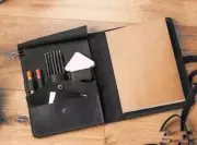 for A4 sketchbook book bag notebook jacket cover slipcase cow leather black Q89