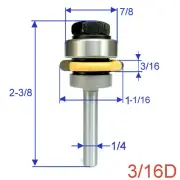 1pc 1/4" shank 3/16" Diameter w/Top Bearing Flute Router Bit