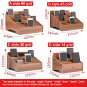 Wooden Storage Box Remote Control Holder Cosmetics Pens Desktop Tidy Organizer