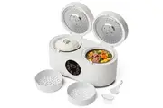 Advwin Rice Cooker, 800W Multi-Function Cooker with Steam Trays, Dual-Pot Slow Cooker, 4L