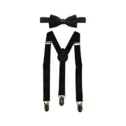 2-Piece Wonder Nation Bow Tie One Size Boys Black Soot Adjustable Suspenders