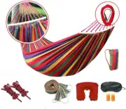 Double Hanging Hammock Outdoor Garden Travel Beach Swinging Bed Camping (RED)