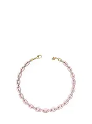 GUESS Women's Gold Rose Crystal Link Necklace in Pink
