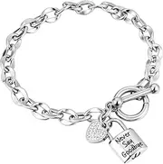 [abooxiu] Lock Urn Bracelet for Ashes Crystal Heart Cremation Bracelet for Ashes Stainless Steel Ash Bracelet for Men Women Memorial Ashes Holder Silver