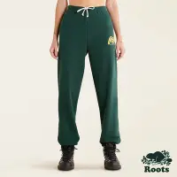 在飛比找Yahoo奇摩購物中心優惠-Roots女裝-復古翻玩系列 草寫文字縮口棉褲-深綠色