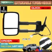 Black Left Electric Towing Mirror for Mitsubishi Triton MQ MR 15-19 w/ Indicator
