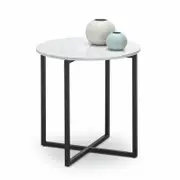 Ellie White Marble & Black Round Side Table