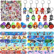 Spidey and His Amazing Friends Party Bags, 10 Spiderman Stamps, 10 Spiderman Key Chains, 12 Spiderman Snap Bracelets, 50 Spiderman Stickers, Spiderman Party Bags Children's Birthday Party, Pack of 82