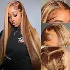Ombre Highlight Lace Front Wig Human Hair 13x4 Transparent HD Lace Front Wigs...