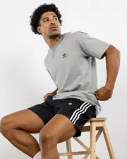 [Adidas] Adidas Men's Trefoil Essential T-Shirt in Medium Grey Heather M Medium Grey Heather