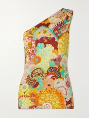 [La DoubleJ] La DoubleJ - Disco One-shoulder Printed Stretch-jersey Top - Yellow - x large x large Yellow