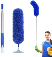 New Upgrade Extension Duster 100inch Thickening Telescopic Rod,Bendable & Washable Microfiber Feather Dusters (Blue1)