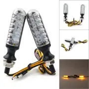 Black Fit Universal Motorcycle Turn Signal Lights Indicator Blinker Amber Bulbs